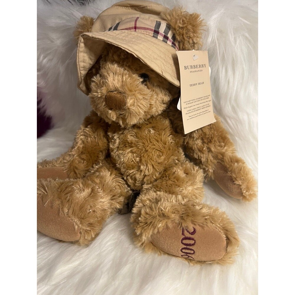 2006 Limited Edition Burberry Teddy Bear w/Nova Check Hat. Collectible. With tag